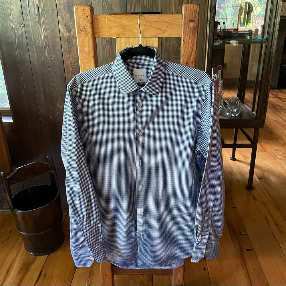 Paul Smith Men’s blue/navy check dress shirt. Size 15.5 - Picture 2 of 6